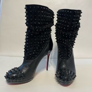 Christian Louboutin black studded ankle boots
